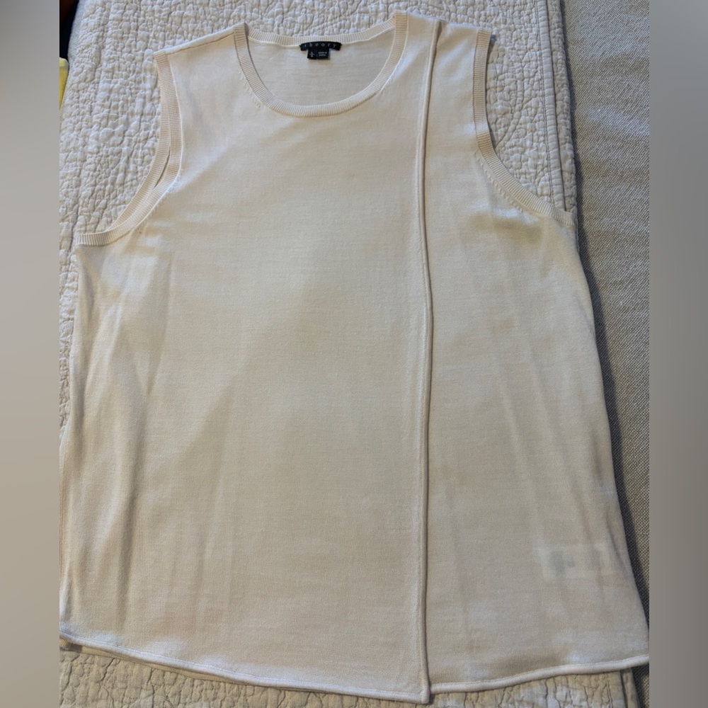 Theory Cream Knit Tank L